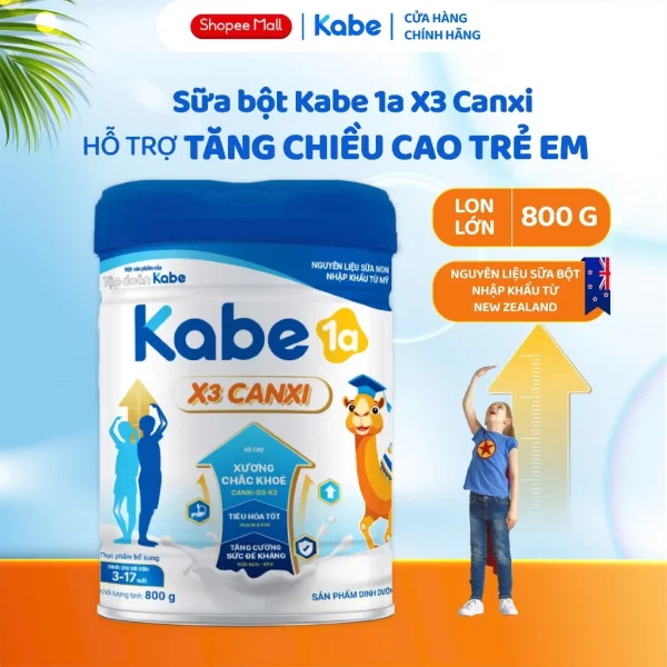 Sữa Bột Kabe 1a X3 Canxi Bổ Sung Canxi Giúp Trẻ Tăng Chiều Cao, Lon 800 gam