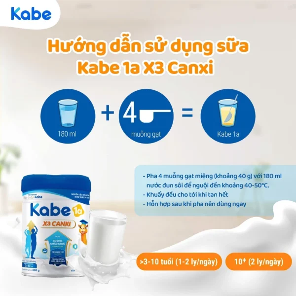 Sữa Bột Kabe 1a X3 Canxi Bổ Sung Canxi Giúp Trẻ Tăng Chiều Cao, Lon 800 gam - Hình ảnh 7