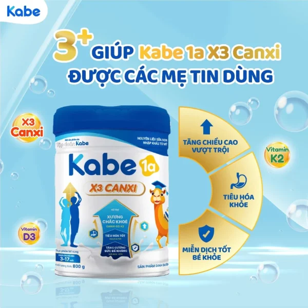 Sữa Bột Kabe 1a X3 Canxi Bổ Sung Canxi Giúp Trẻ Tăng Chiều Cao, Lon 800 gam - Hình ảnh 4
