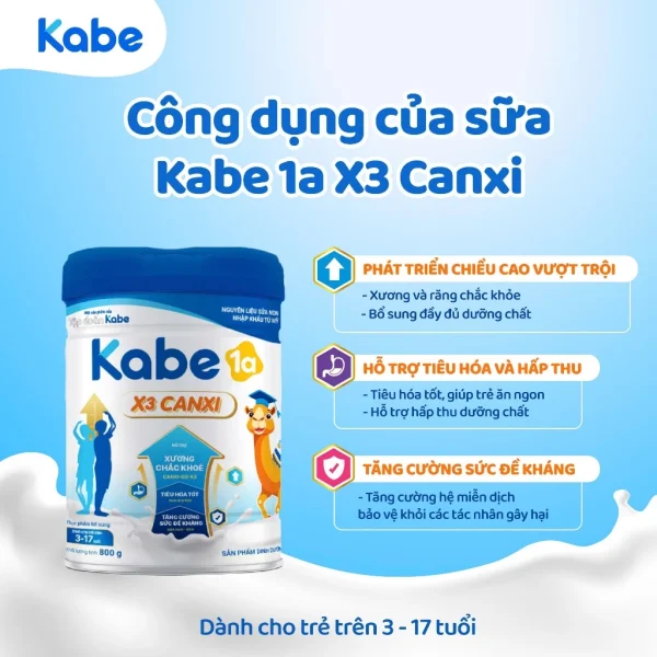 Sữa Bột Kabe 1a X3 Canxi Bổ Sung Canxi Giúp Trẻ Tăng Chiều Cao, Lon 800 gam - Hình ảnh 3